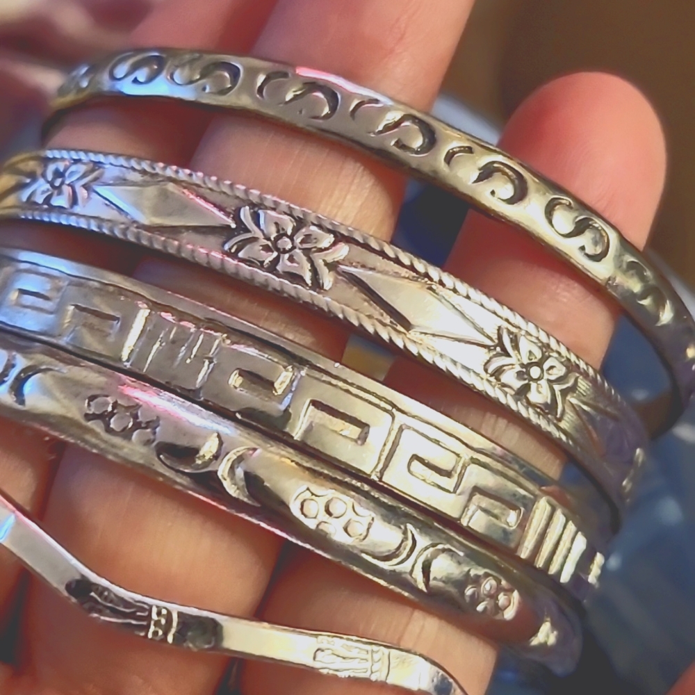 Vintage 5 bracelets Mexican silver